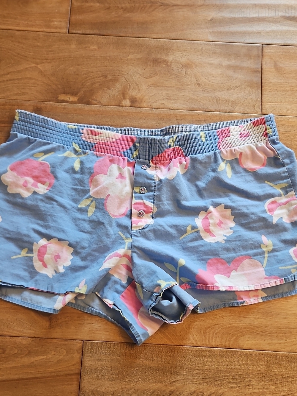 GAP Blue Floral Button-Front Athletic Lounge Shorts
